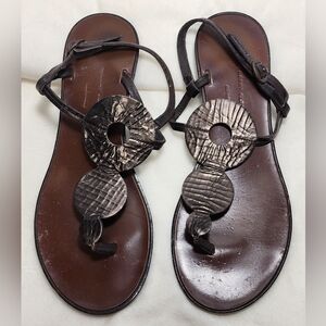 Robert Clergerie Brown and Metallic Leather Sandals Size 8.5 Made In France